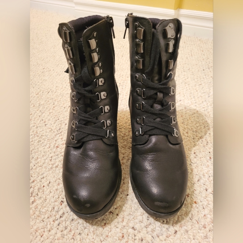 Black Lace-Up Ankle Boots